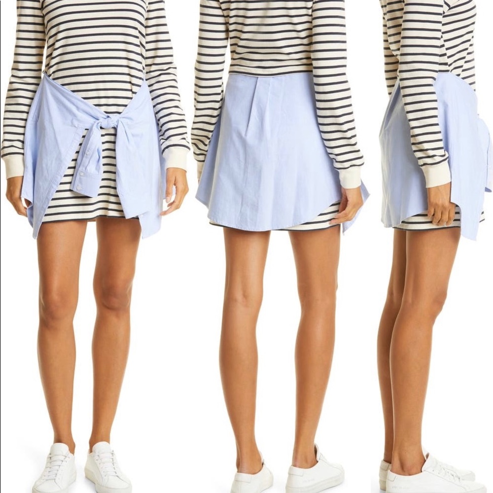Veronica Beard Long Sleeve Tie Waist Cotton Dress, XS